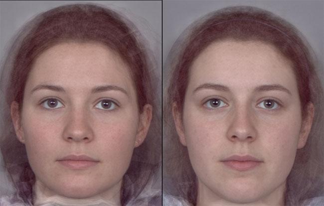 composite faces of the 10 women with highest and lowest levels of oestrogen