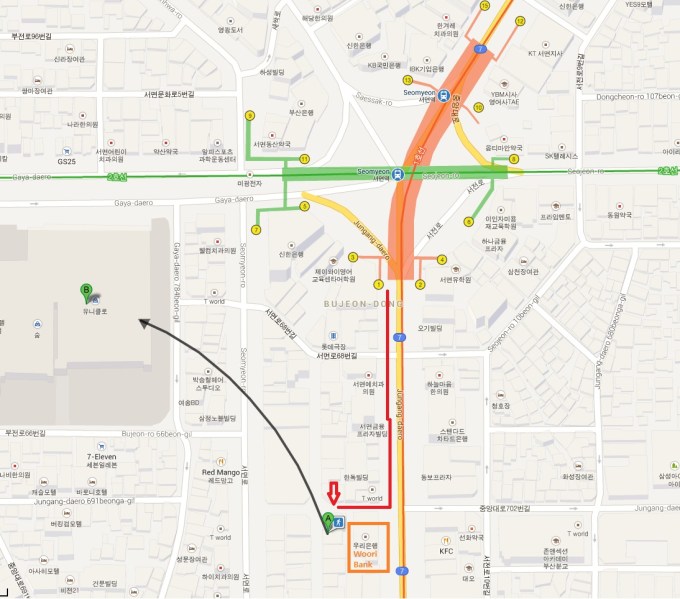 Busan Slutwalk 2013 Map